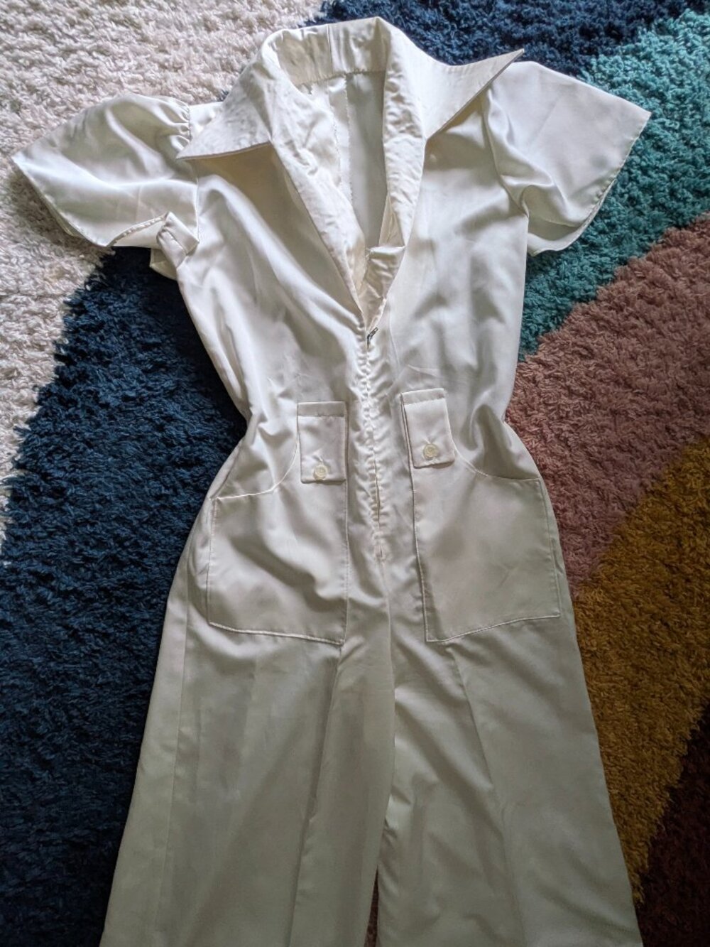 Vintage handmade white 70s/80s jumpsuit size Small